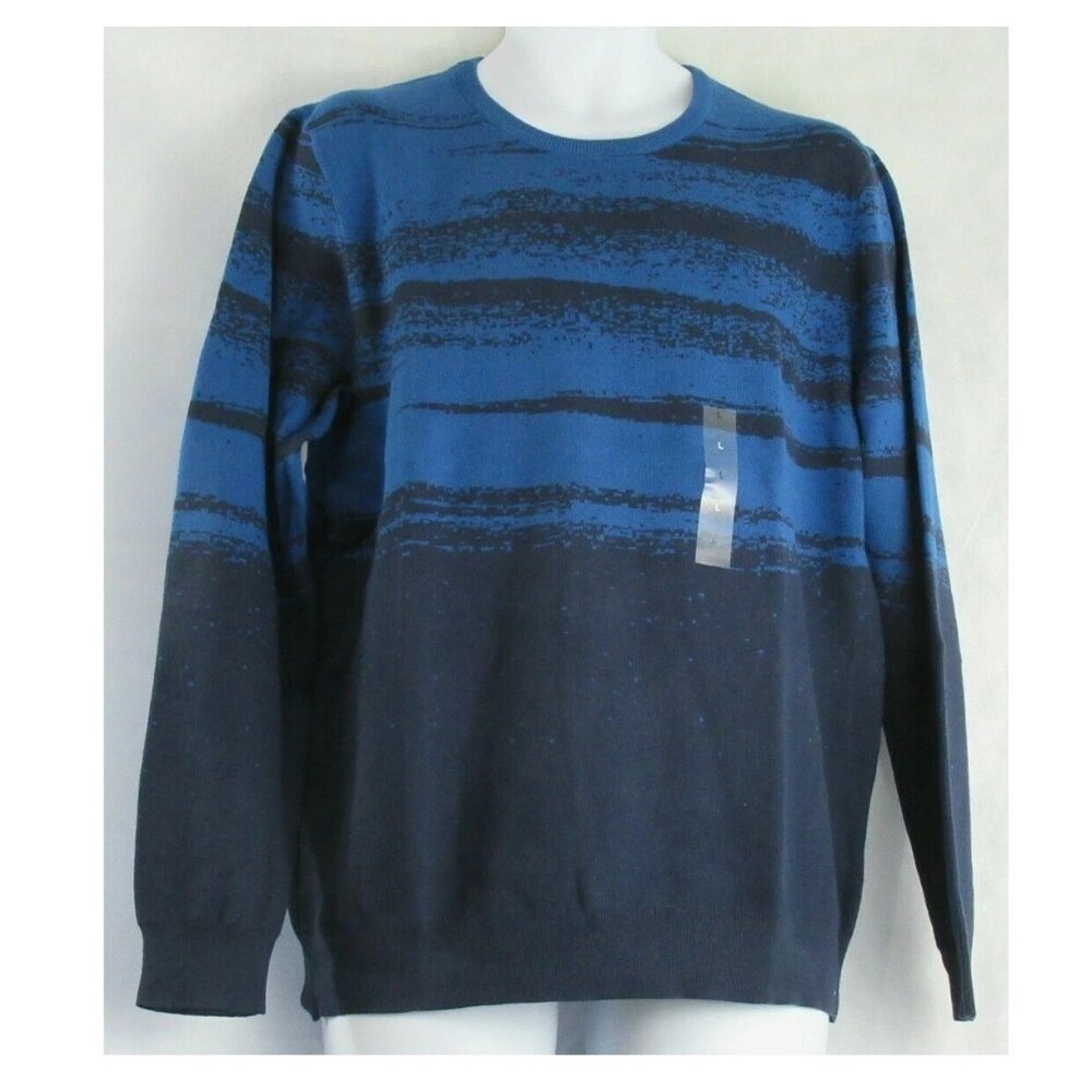 Alfani Men's Abstract Pattern 100% Cotton Pullover Sweater, Acapulco Blue